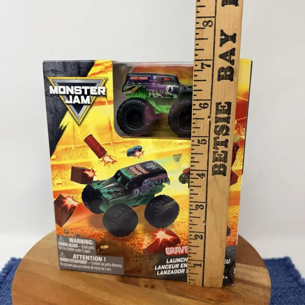 New Monster Jam Grave Digger Launcher Kids Playset with Die-Cast Truck, Ages 3+